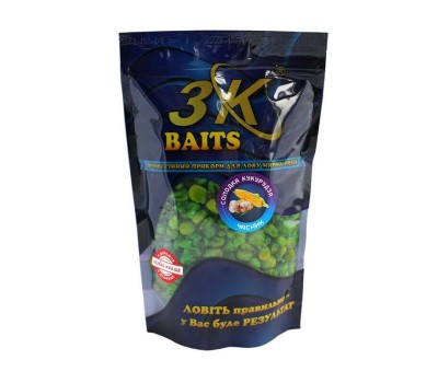 Прикормка 3K Baits кукурудза солод.(часник)400g