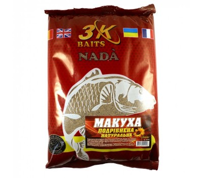 Прикормка 3K Baits макуха подрібнена(натурал)1kg