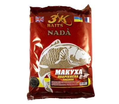 Прикормка 3K Baits макуха подрібнена(часник)1kg